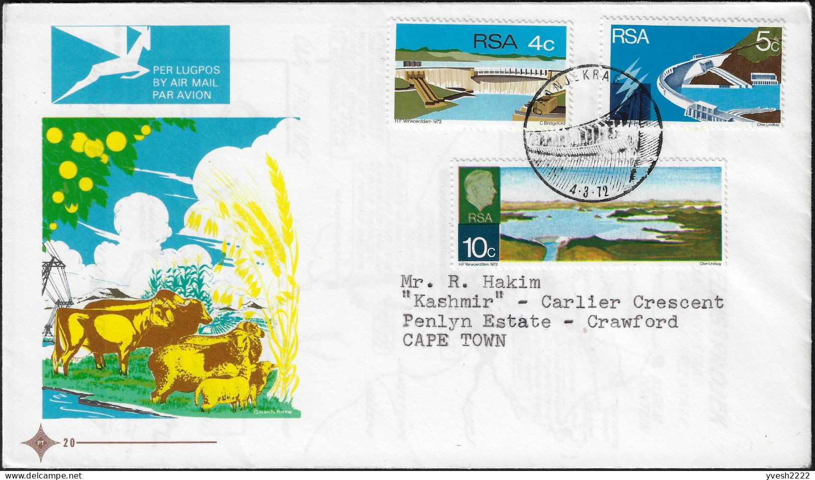 Afrique Du Sud 1972 Y&T 332 à 334 Sur FDC. Barrage H.-F. Verwoerd. Hendrik Frensch Verwoerd, 1er Ministre Assassiné 1966 - Acqua