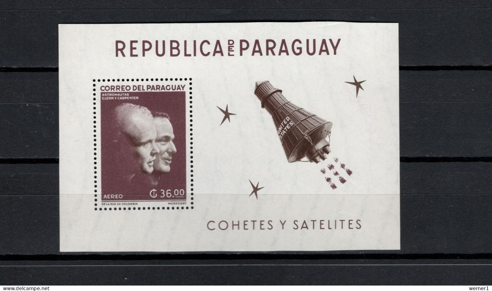 Paraguay 1962 Space, Glenn And Carpenter S/s MNH - Amérique Du Sud