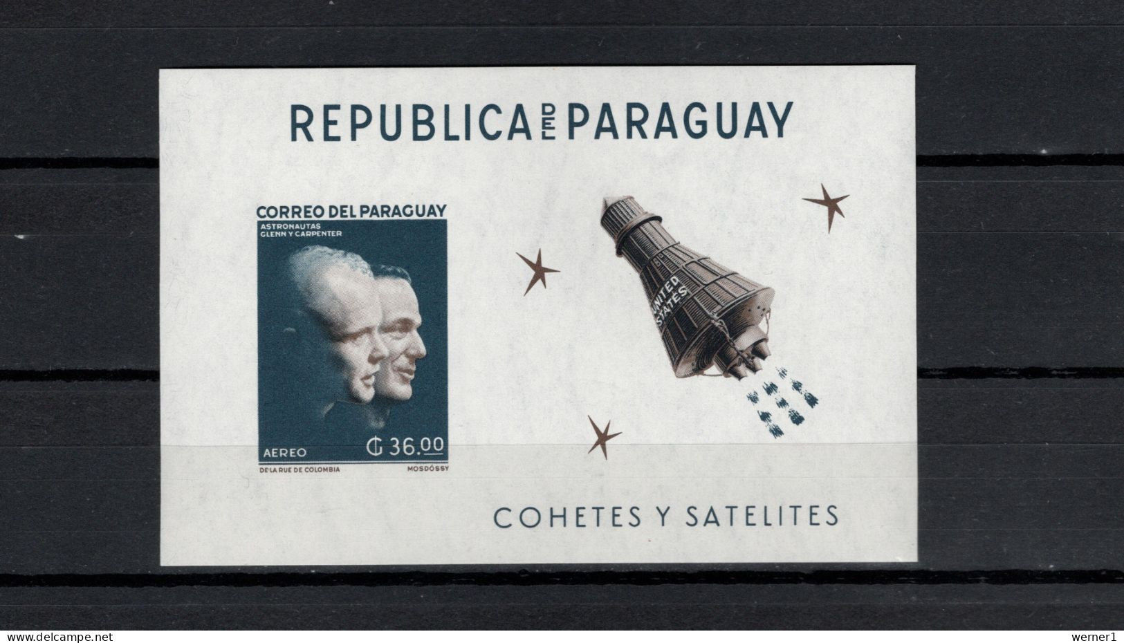 Paraguay 1962 Space, Glenn And Carpenter S/s Imperf. MNH -scarce- - Amérique Du Sud