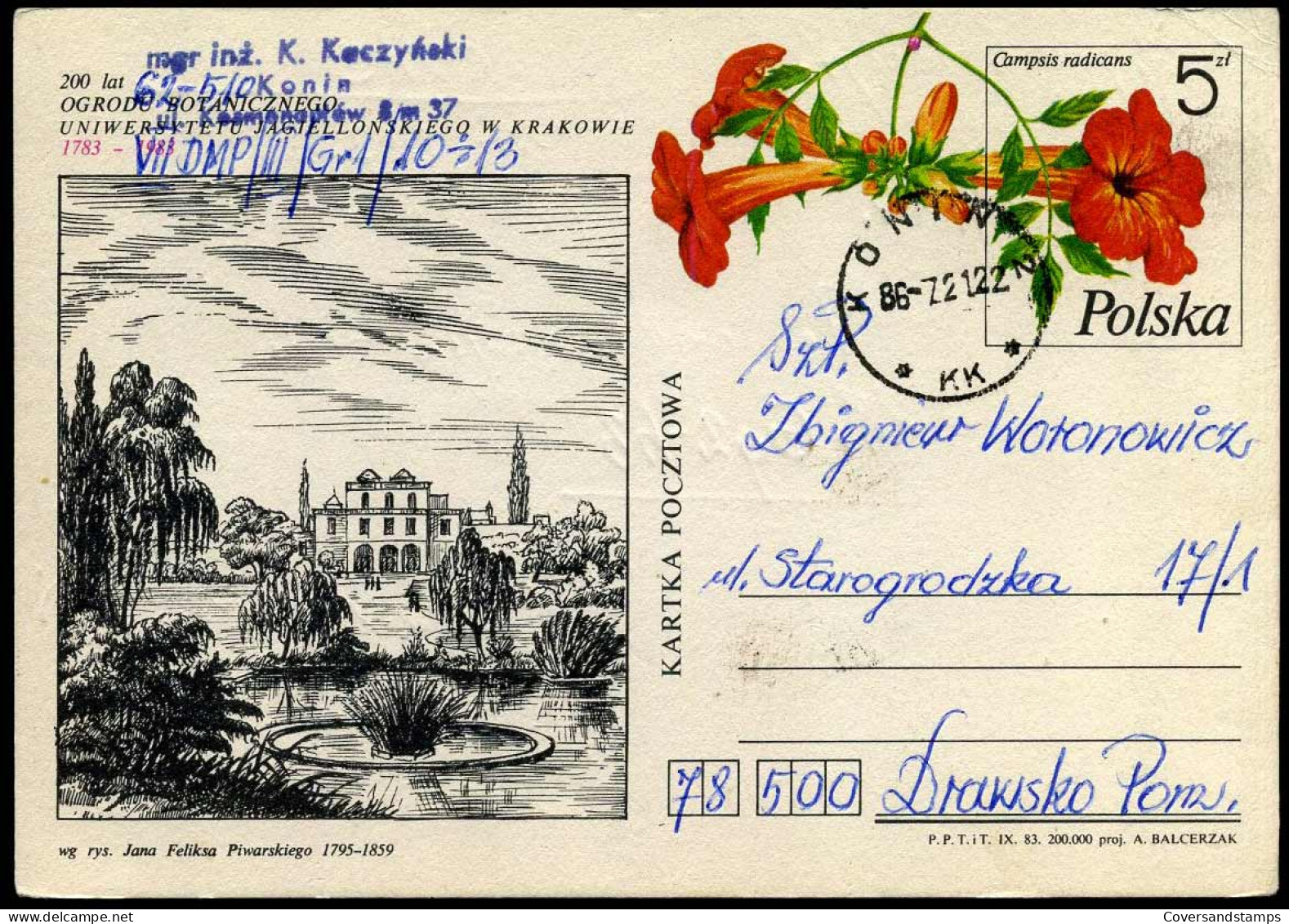 Postcard - Ogrodu Botanicznego Uniwersytetu ... - Ganzsachen