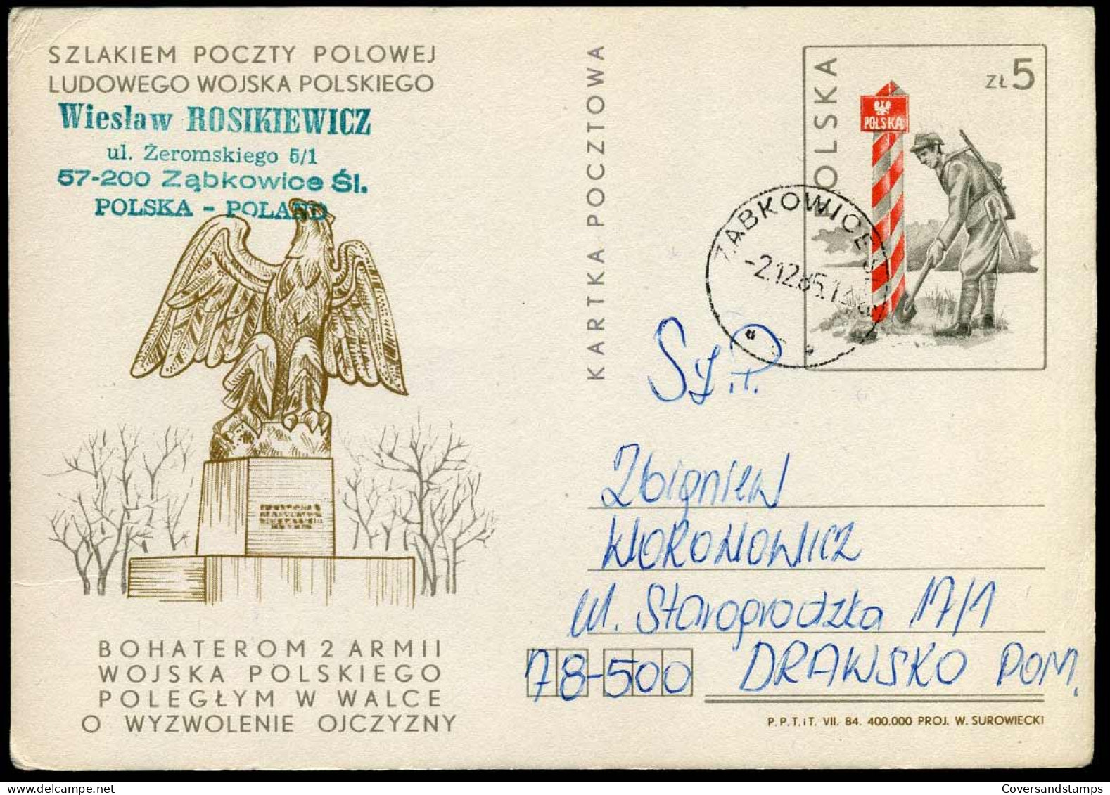 Postcard - Szlakiem Poczty Polskiej Ludowego Wojska Polskiego - Entiers Postaux