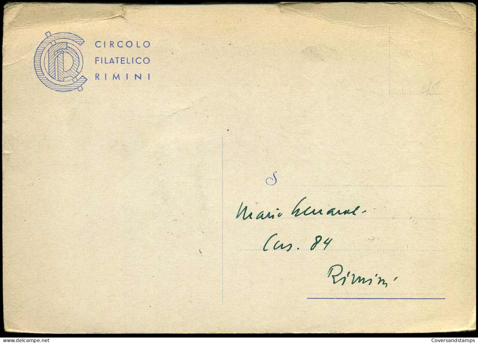 Postcard To Rimini - 'Circolo Filatelico Rimini' - Brieven En Documenten