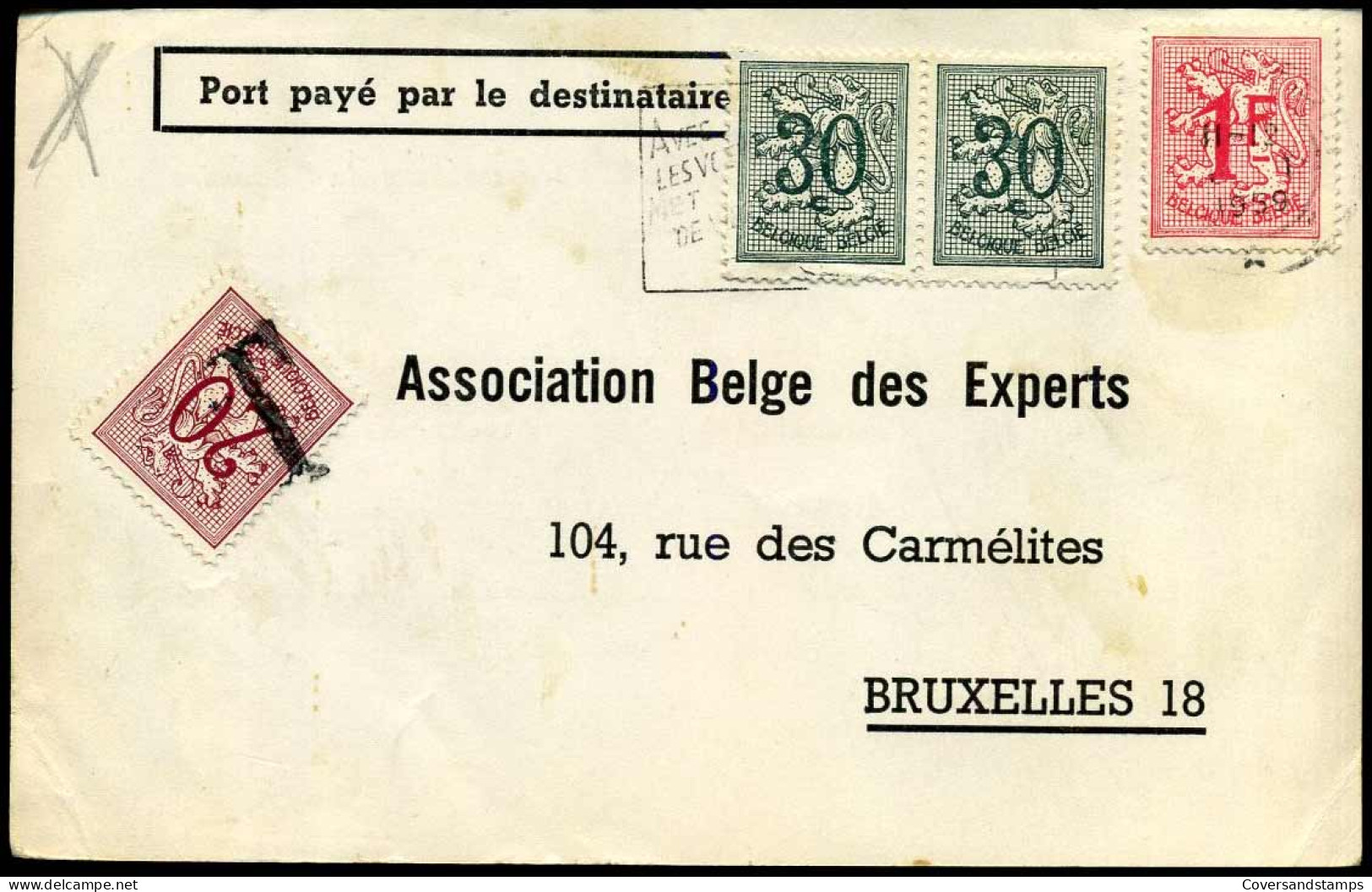 Postkaart / Carte Postale - ' Association Belge Des Experts, Bruxelles' - Taxe/Strafport - Briefe U. Dokumente