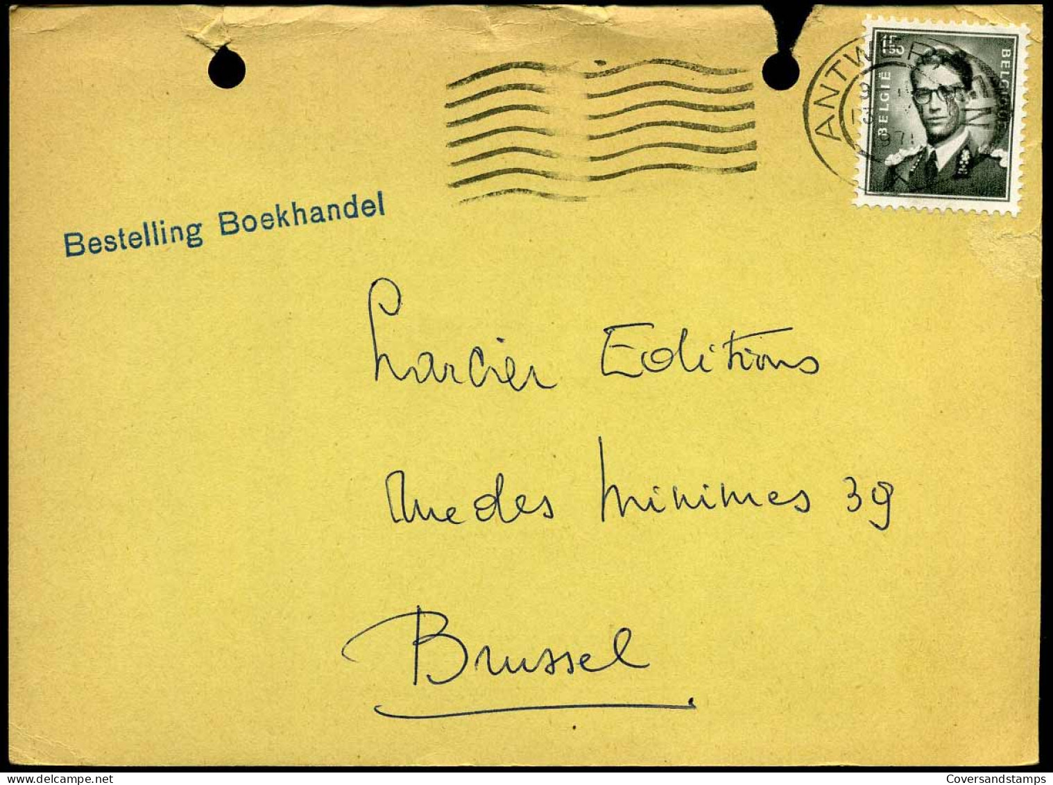 Postkaart / Carte Postale Naar Brussel - 'De Wase Boekhandel' - 1953-1972 Lunettes