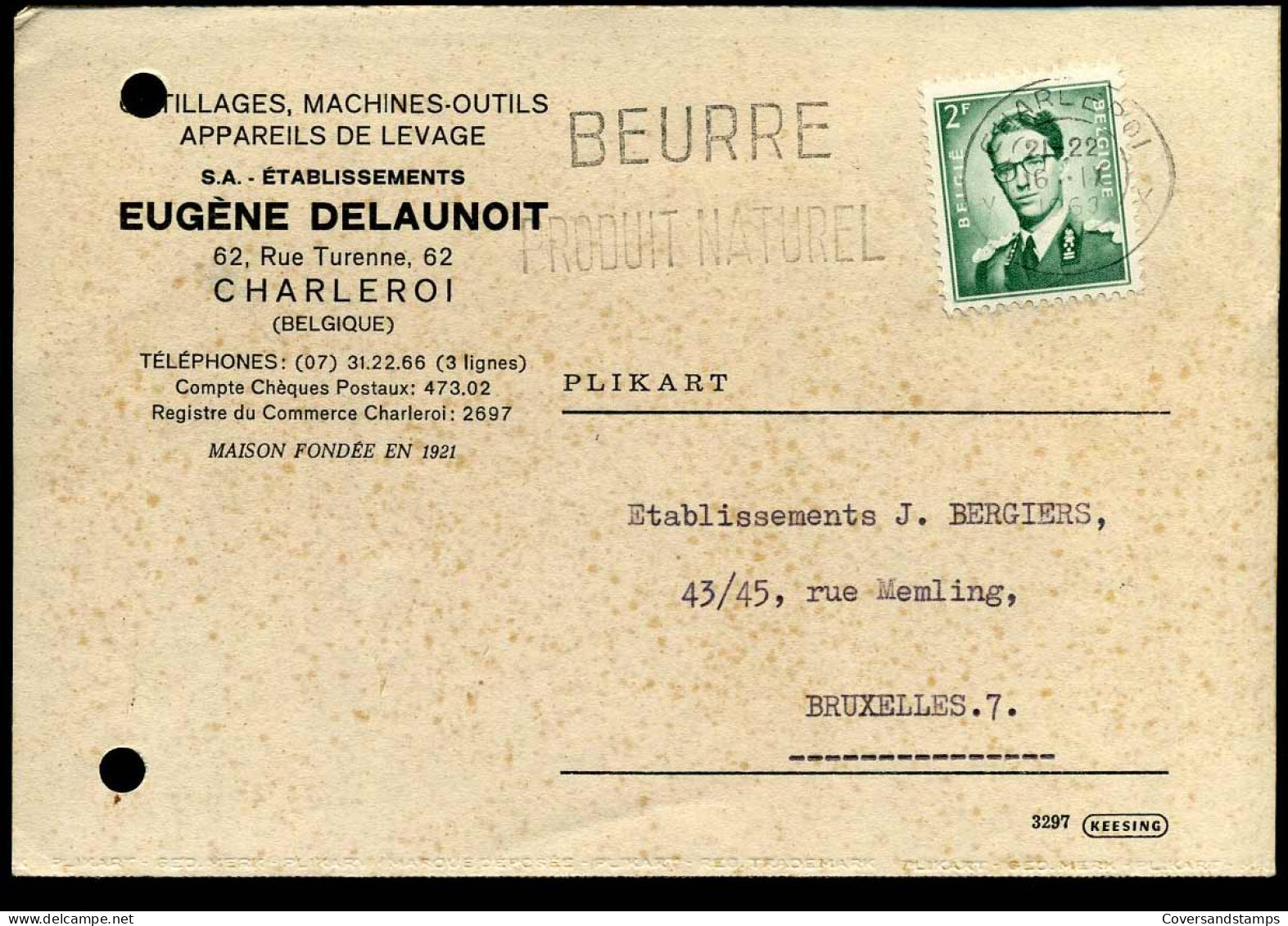Postkaart / Carte Postale Naar Bruxelles : 'Eugène Delaunoit, Outillages, Machines-Outils, Appareils De Levage' - 1953-1972 Occhiali
