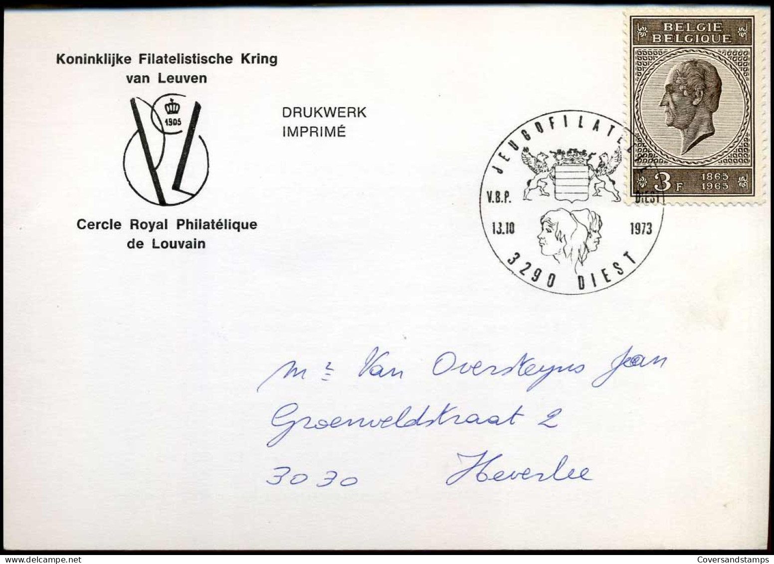 Postkaart : "Koninklijke Filatelistitsche Kring Van Leuven / Cercle Royal Philtélique De Louvain" - Lettres & Documents
