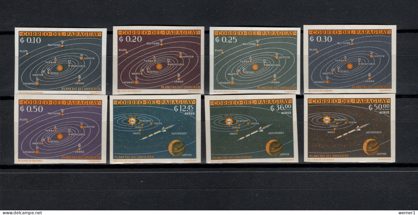 Paraguay 1962 Space, Solar System Set Of 8 Imperf. MNH - Südamerika