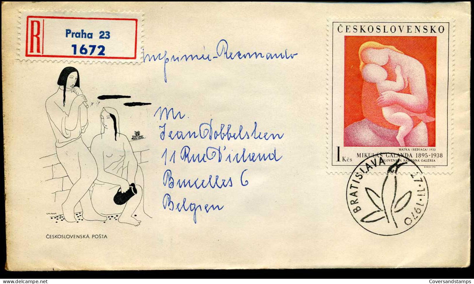 Registered Cover From Bratislava To Brussels, Belgium - Brieven En Documenten