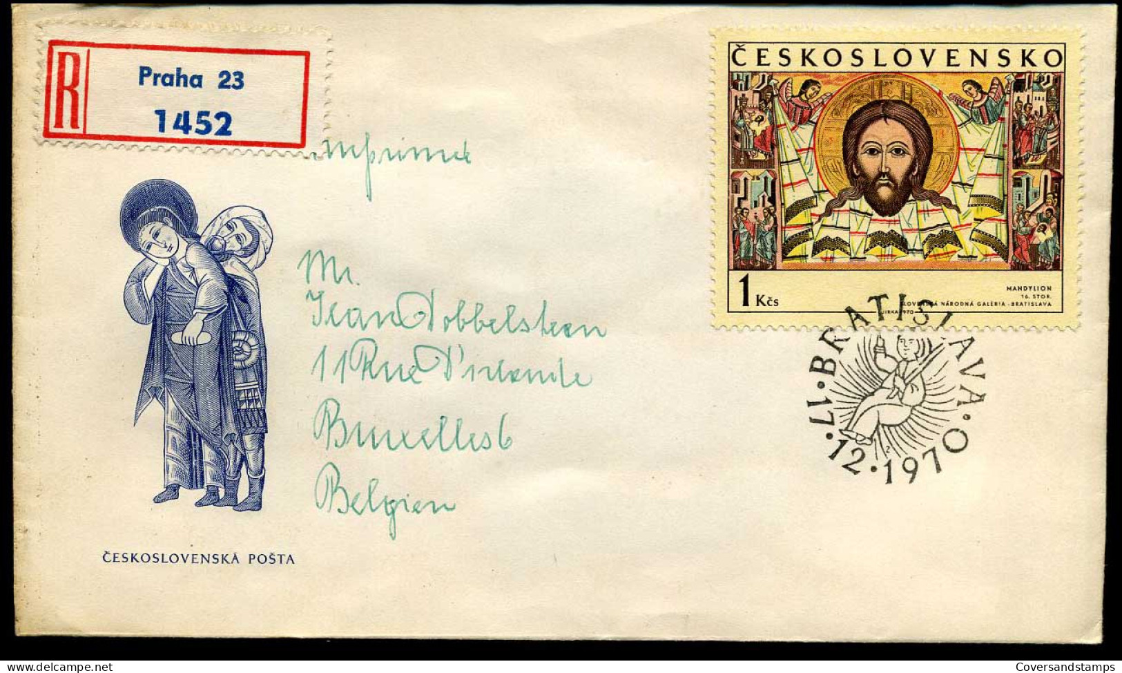Registered Cover From Bratislava To Brussels, Belgium - Storia Postale