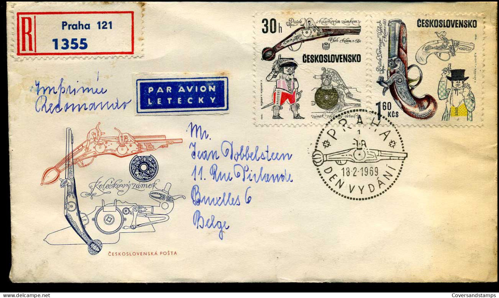 Registered Cover From Brno To Brussels, Belgium - Brieven En Documenten