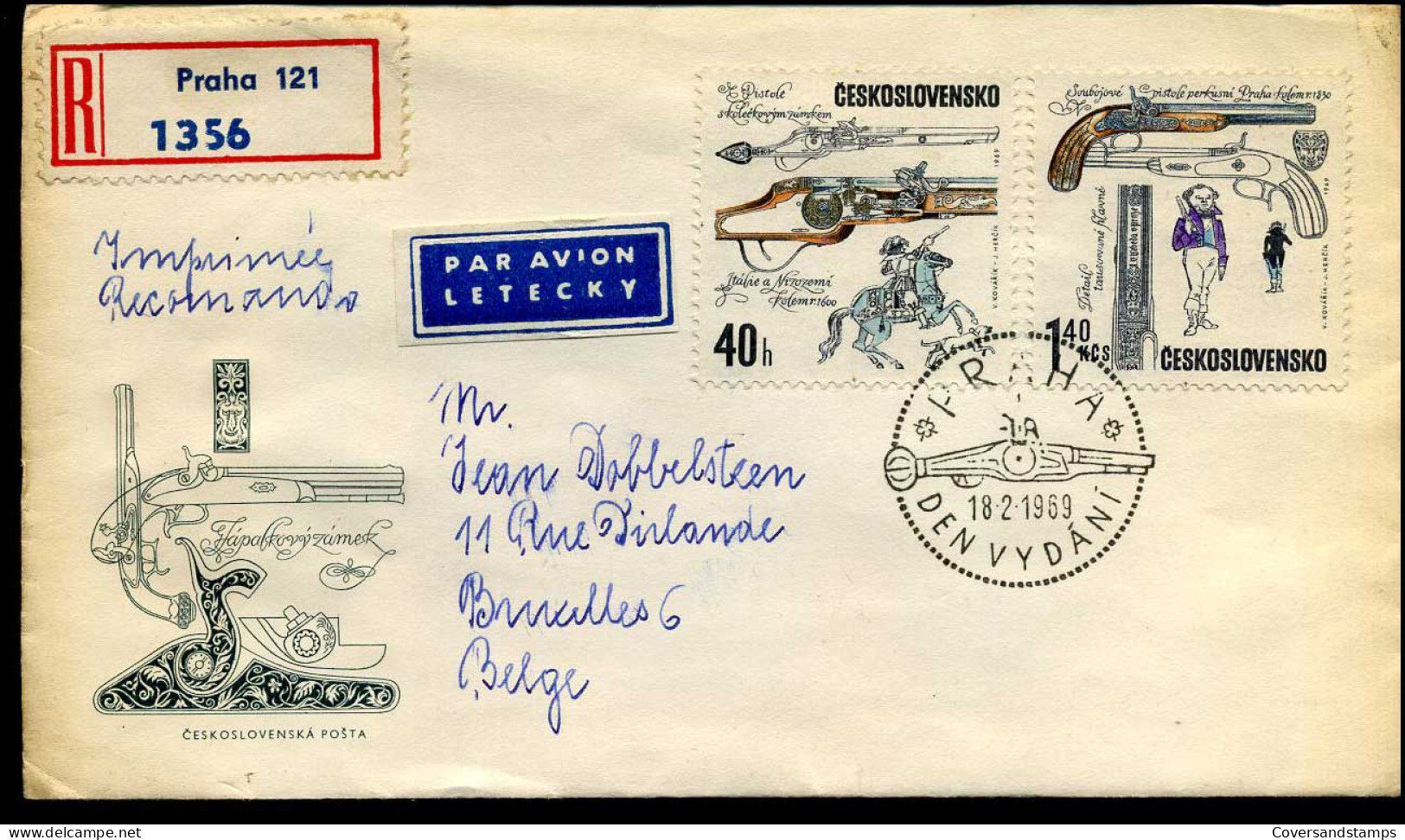 Registered Cover From Prague To Brussels, Belgium - Storia Postale