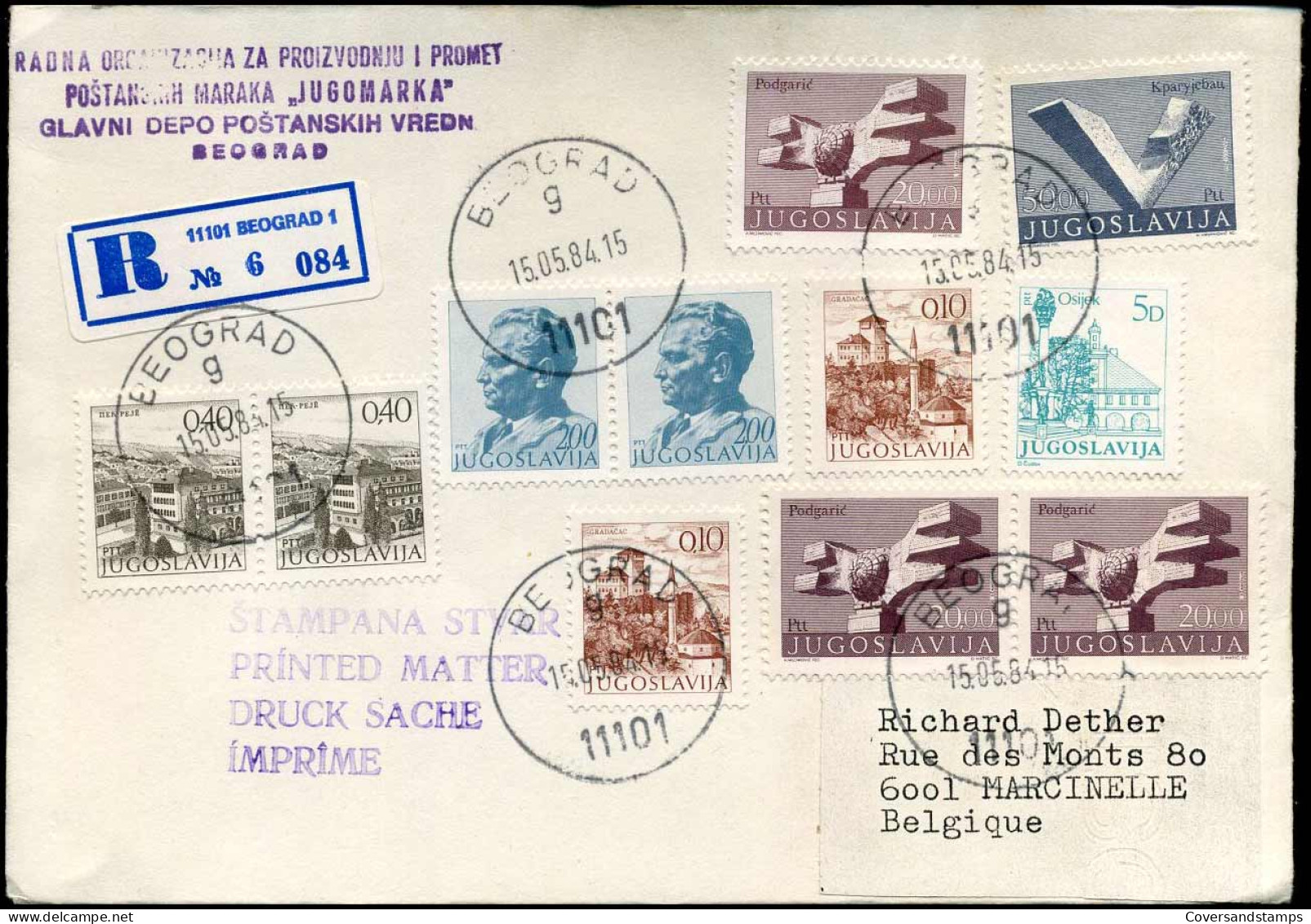 Registered Cover To Marcinelle, Belgium - Cartas & Documentos
