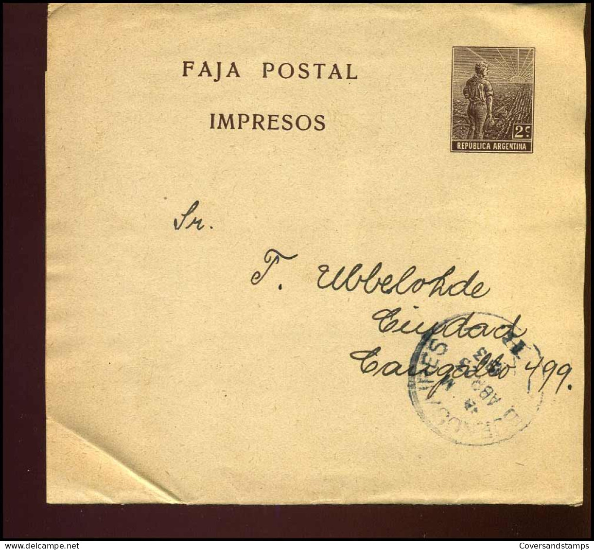 Republica Argentina, Faja Postal, Impresos - Interi Postali