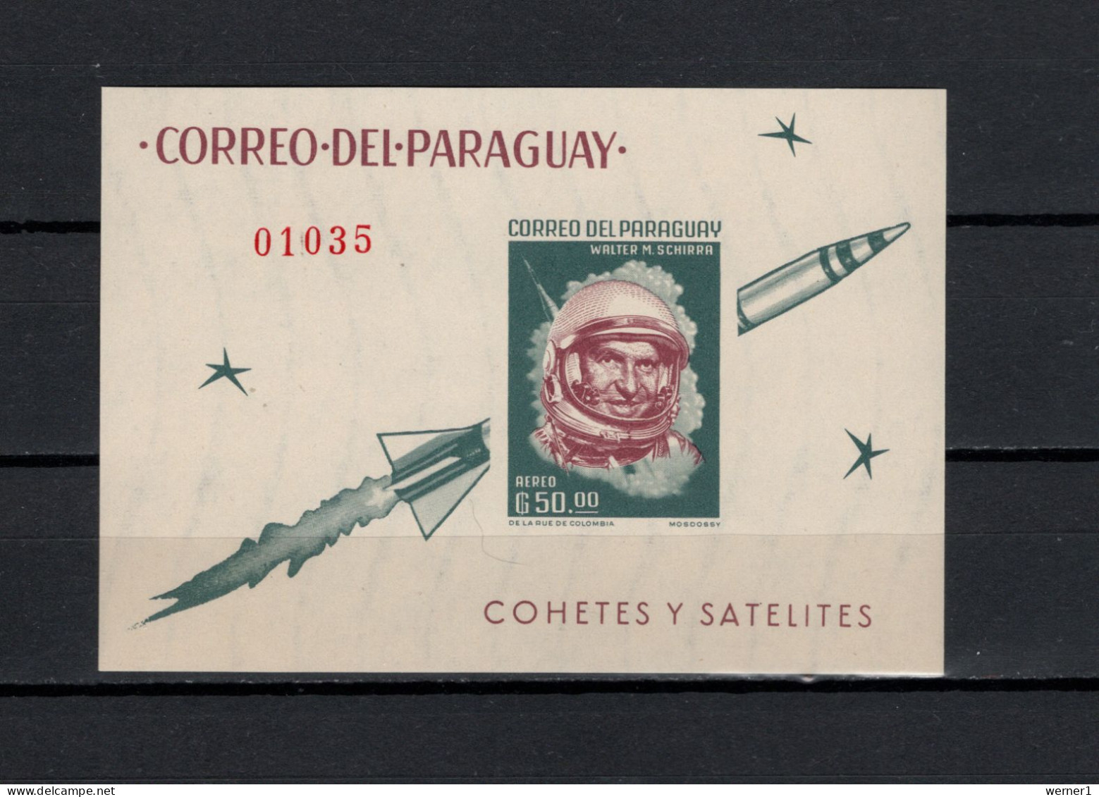 Paraguay 1963 Space, Walter Schirra S/s Imperf. MNH -scarce- - América Del Sur