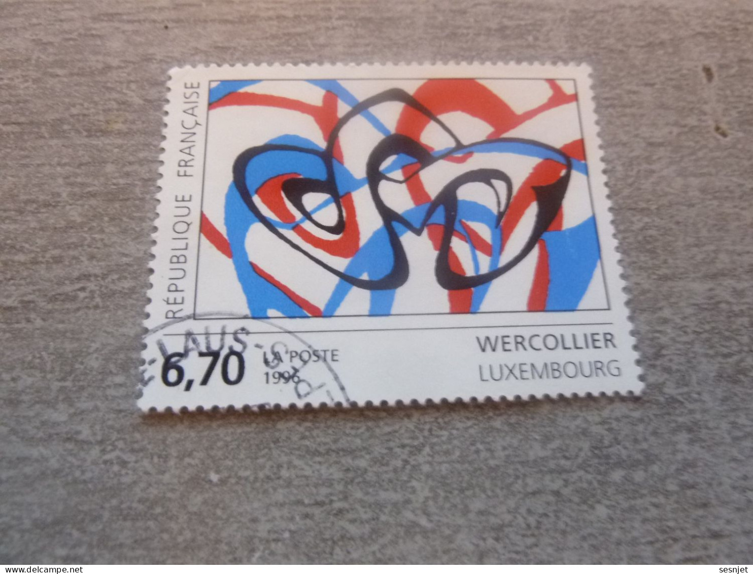 Lucien Wercollier (1908-2002) Luxembourg - 6f.70 - Yt 2986 - Noir, Rouge Et Bleu - Oblitéré - Année 1996 - - Gebraucht