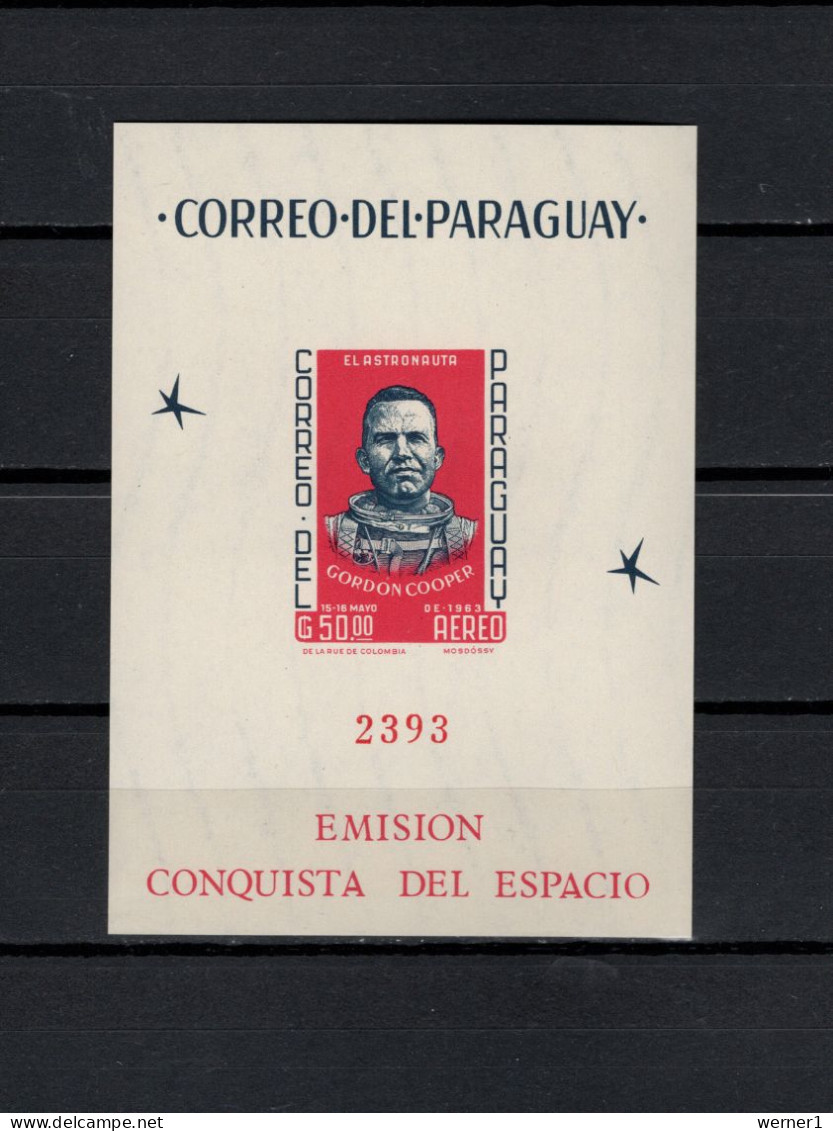 Paraguay 1963 Space, Gordon Cooper S/s Imperf. MNH - América Del Sur