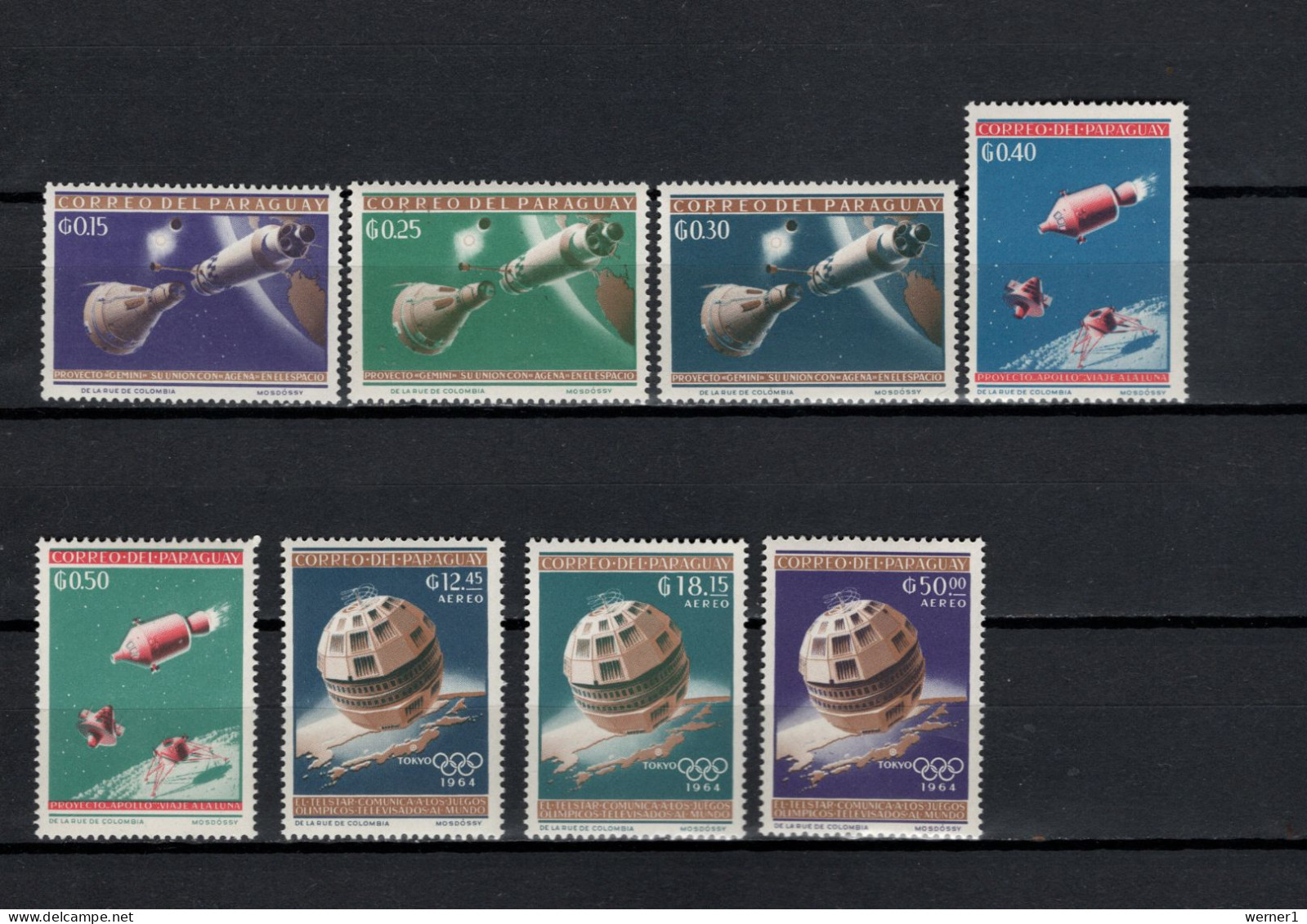 Paraguay 1964 Space, Olympic Games Tokyo Set Of 8 MNH - América Del Sur