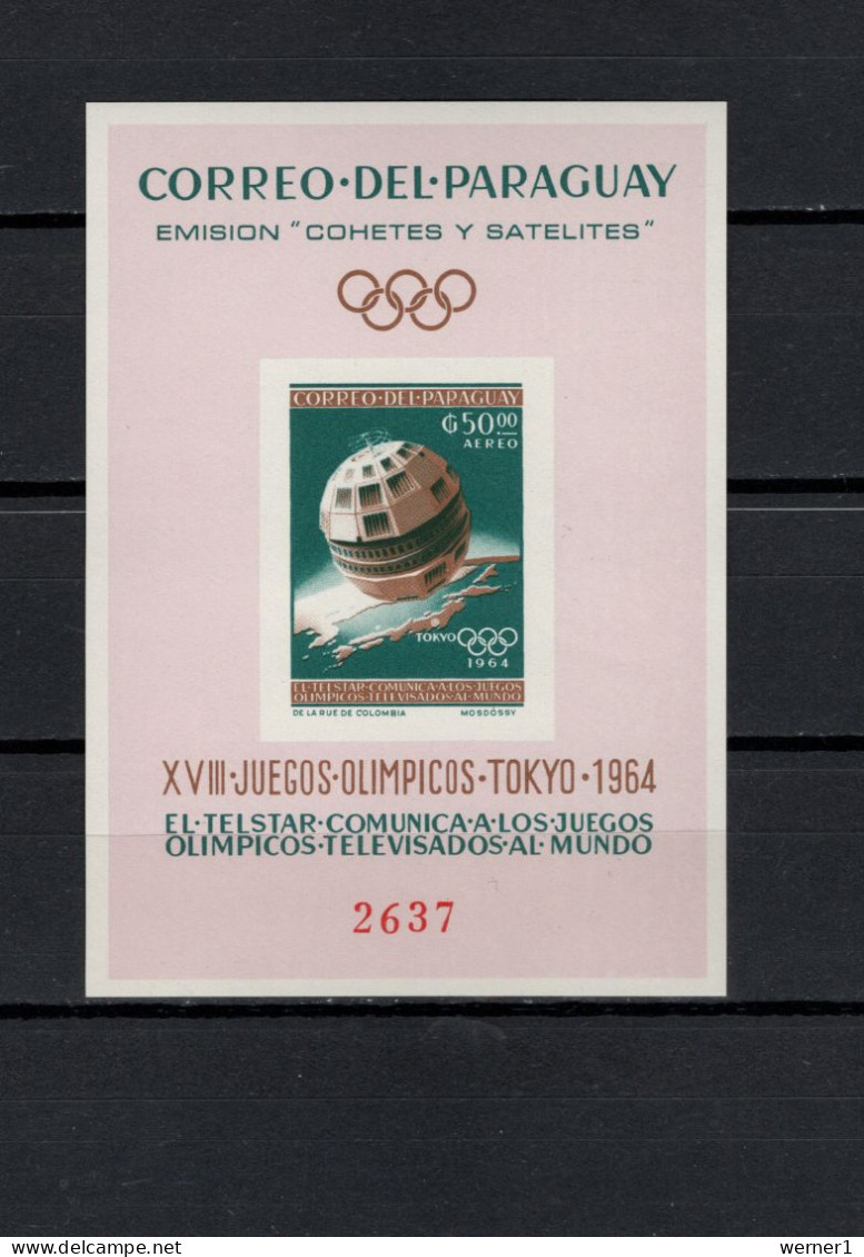 Paraguay 1964 Space, Olympic Games Tokyo S/s Imperf. MNH - Amérique Du Sud