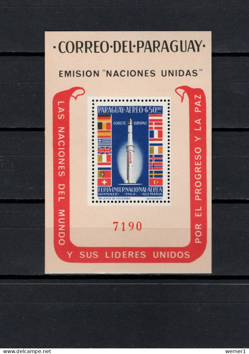 Paraguay 1964 Space, UN United Nations, Rocket S/s MNH - Sud America