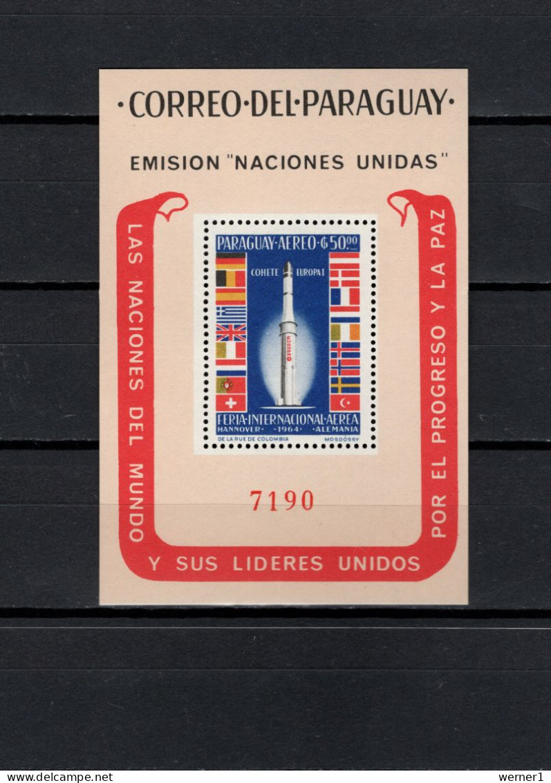 Paraguay 1964 Space, UN United Nations, Rocket S/s MNH - Südamerika