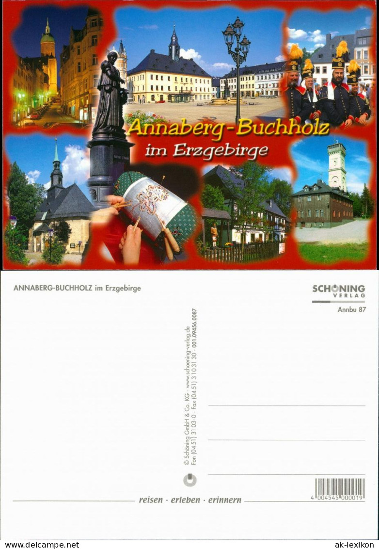 Ansichtskarte Annaberg-Buchholz Kirche, Marktplatz, Rathaus, Gaststätte 2000 - Annaberg-Buchholz