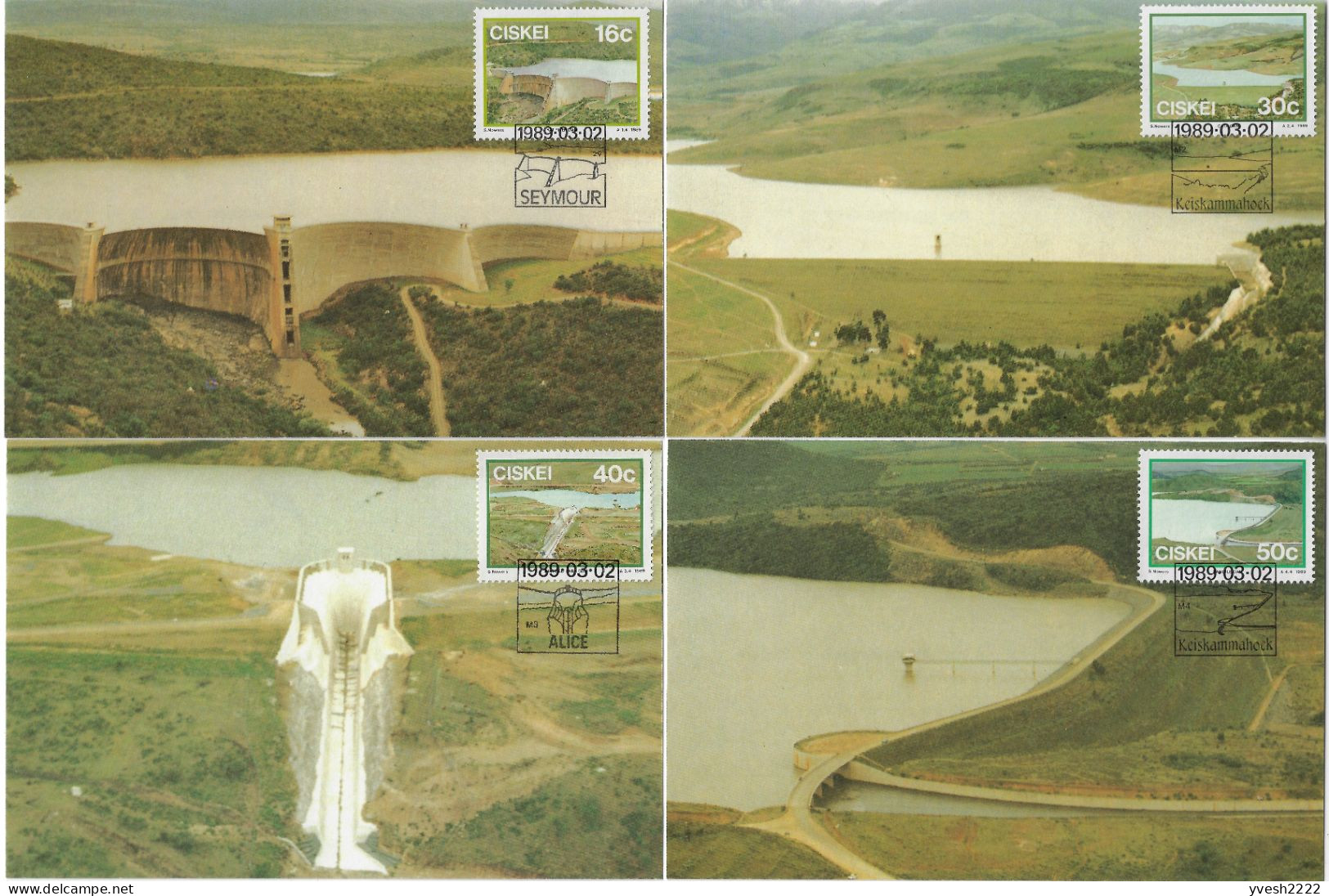 Ciskei 1989 Y&T 149 à 152 Sur Cartes Maxima. Grands Barrages - Acqua