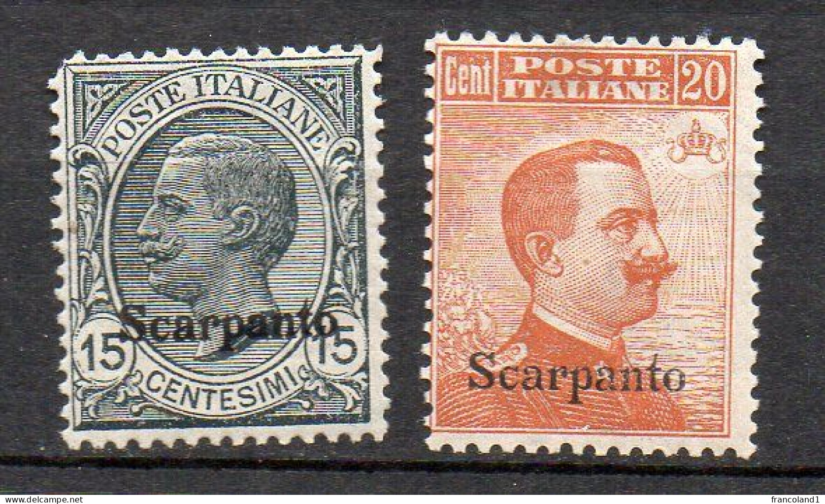 Scarpanto  1921  N. 10 - 11  Nuovi Con Filigrana MLH* Sassone 172 Euro - Egée (Scarpanto)