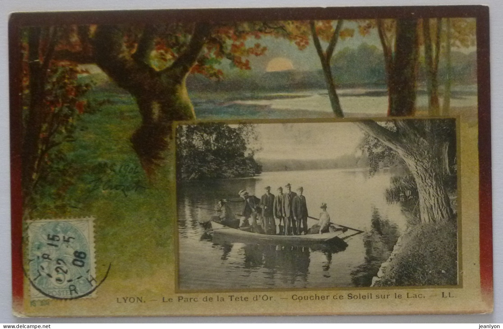 LYON (69/Rhône) - Coucher De Soleil Sur Le Lac Du Parc De La Tête D'Or / Barque Avec Plusieurs Personnes - Lyon 6