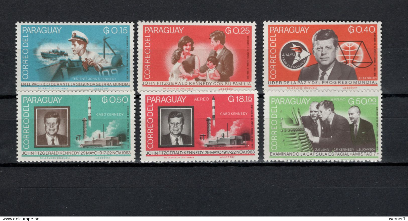 Paraguay 1965 Space, JFK Kennedy 6 Stamps MNH - Südamerika