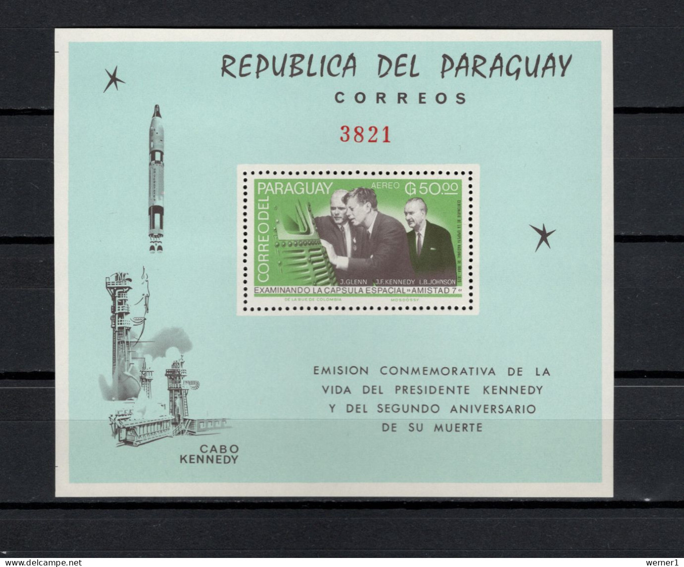 Paraguay 1965 Space, JFK Kennedy S/s MNH - América Del Sur