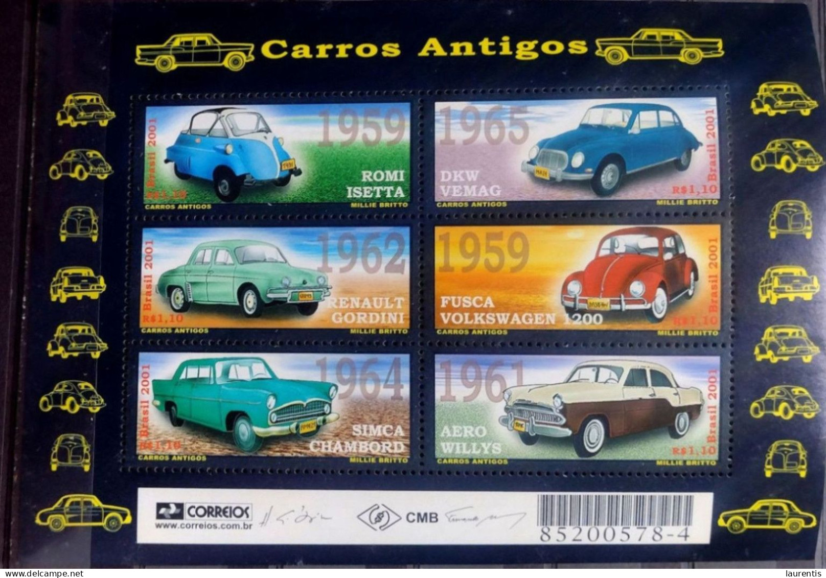 D628. Cars - Voitures - Brasil 2001 - No Gum - 1,75 (100-270) - Cars