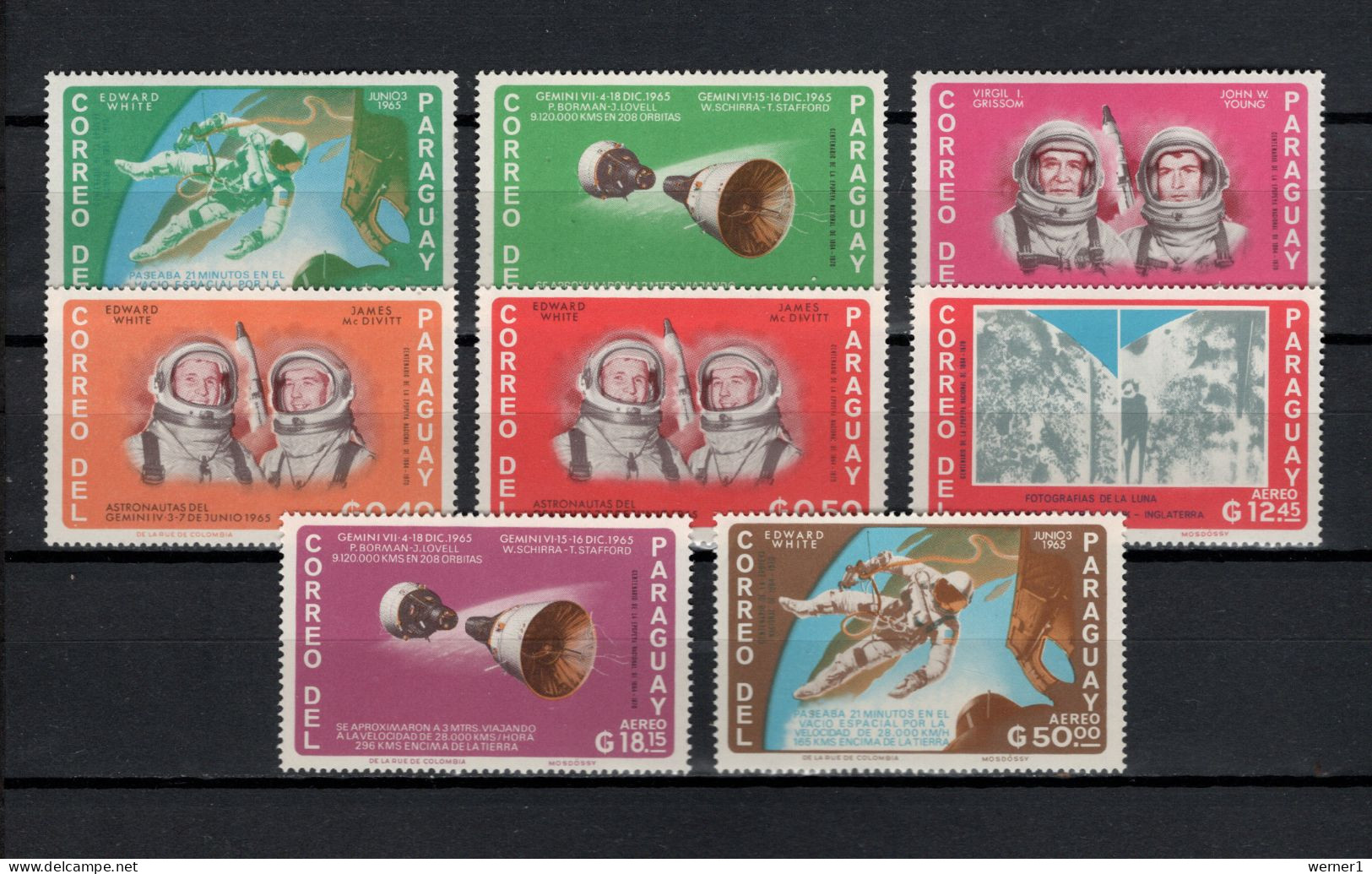 Paraguay 1966 Space, Edward White Set Of 8 MNH - South America