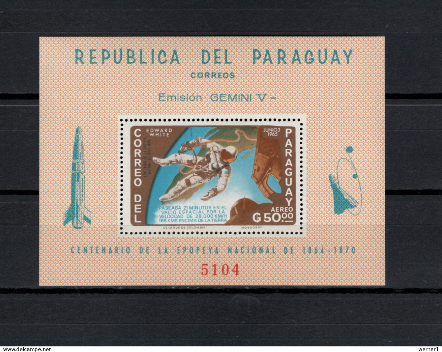 Paraguay 1966 Space, Edward White S/s MNH - South America