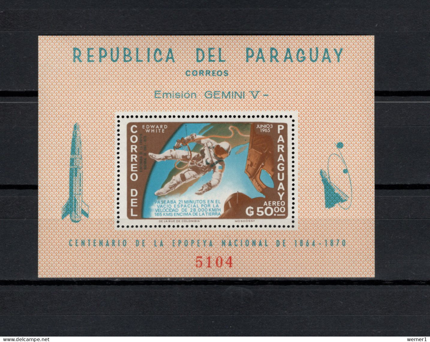 Paraguay 1966 Space, Edward White S/s MNH - Südamerika