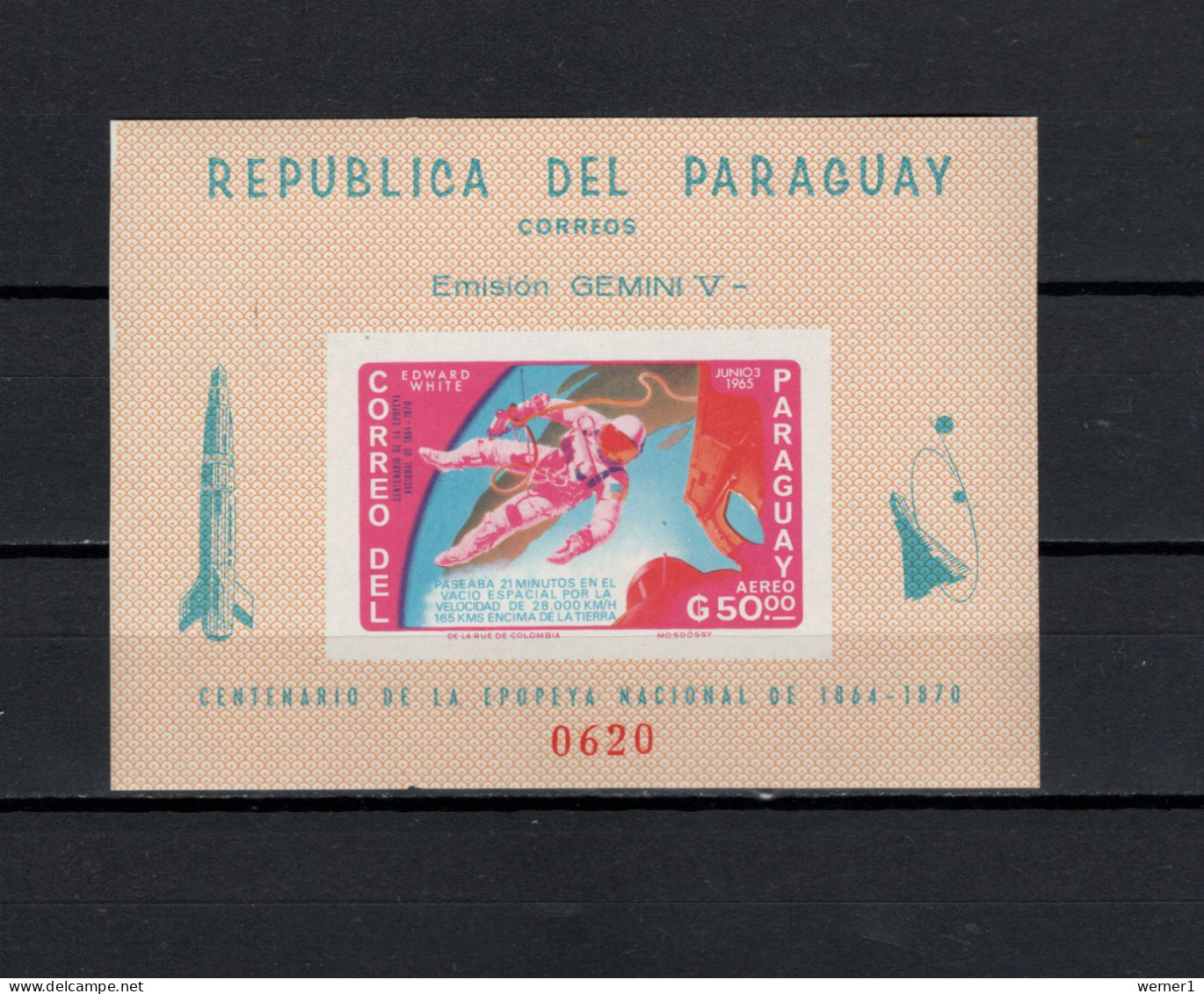 Paraguay 1966 Space, Edward White S/s Imperf. MNH - América Del Sur