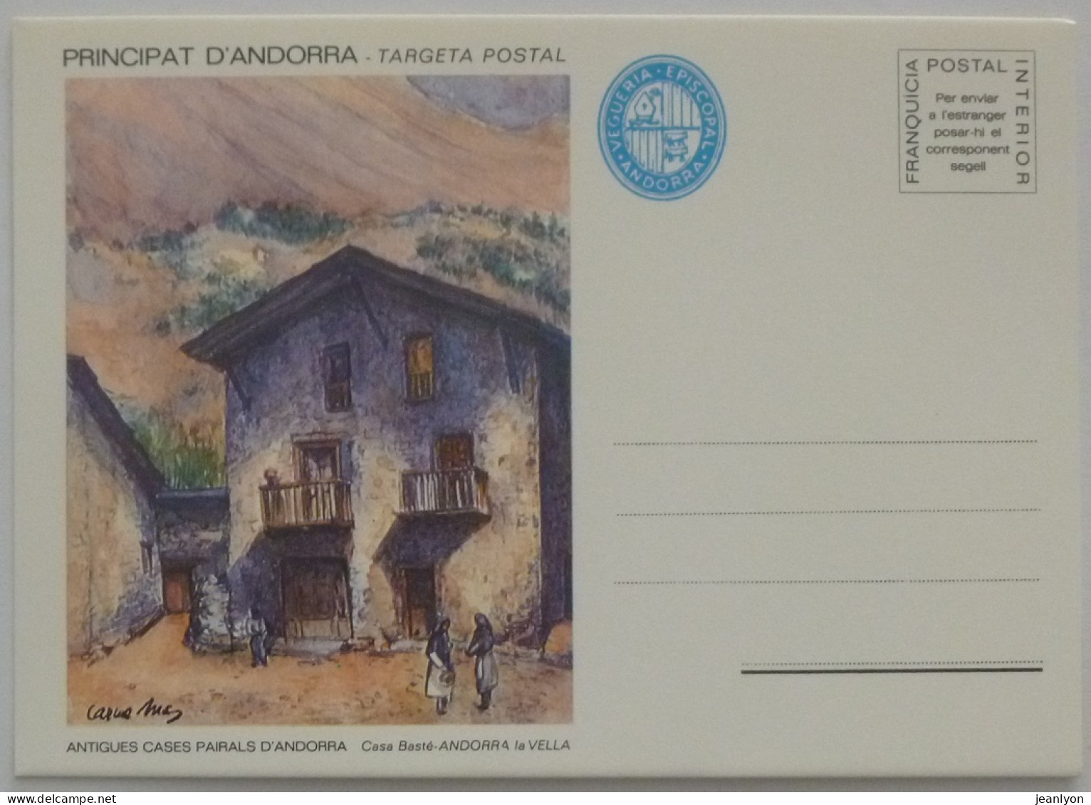 ANDORRE LA VIEILLE - Maison Ancienne - Casa Baste - Carte Postale Reproduisant Aquarelle CARME MAS - Andorre