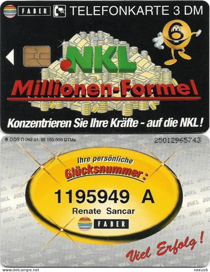 Germany - NKL Millionen-Formel (Overprint 'Letter A') - O 0042 - 01.1995, 3DM, Used - O-Serie : Serie Clienti Esclusi Dal Servizio Delle Collezioni