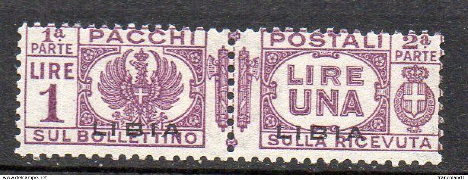 1927-37 Libia Pacco Postale N.19 Lilla Nuovo MLH* Sassone 80 Euro - Libia