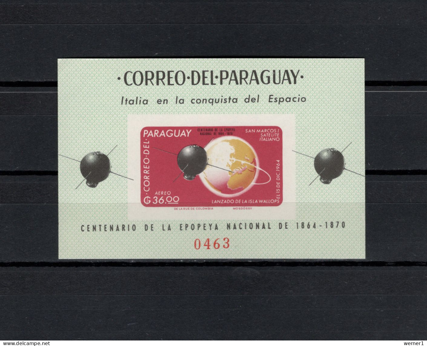 Paraguay 1966 Space, Italian Space Achievements S/s Imperf. MNH - Zuid-Amerika