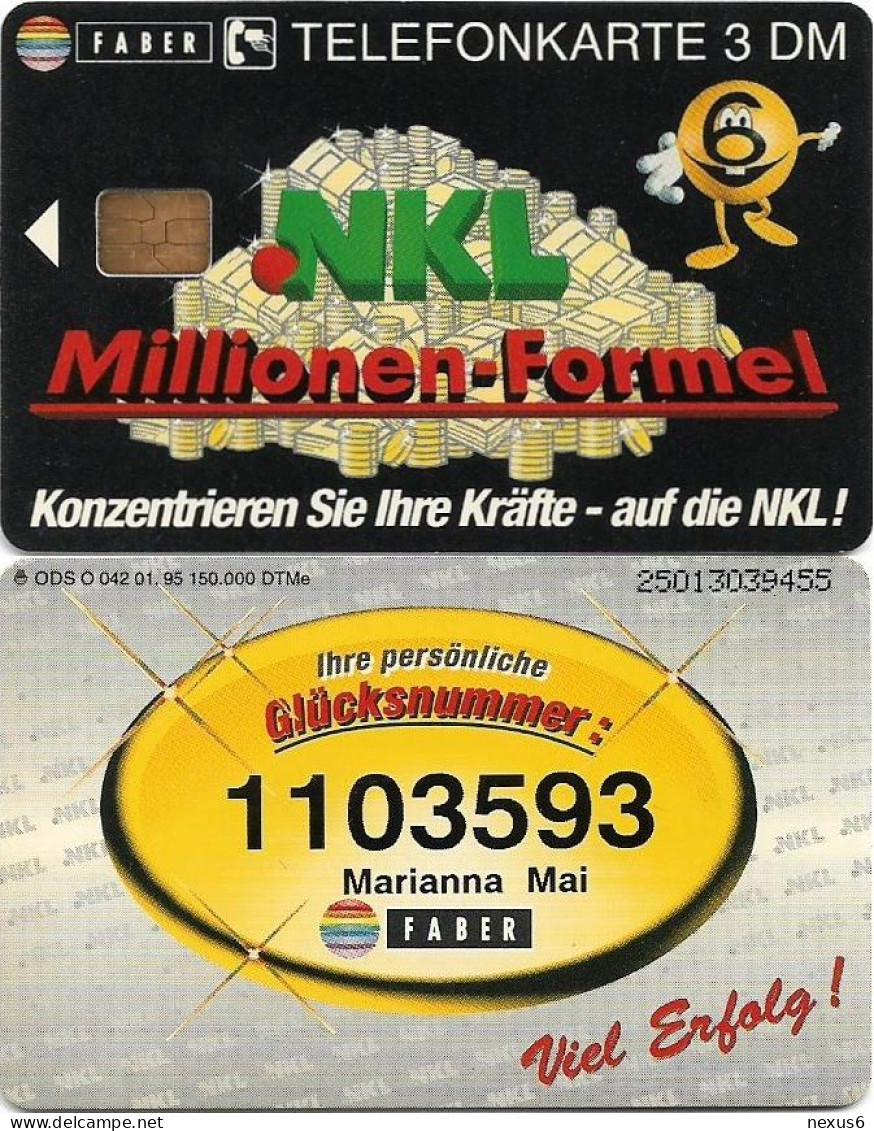 Germany - NKL Millionen-Formel (Overprint 'No Letter') - O 0042 - 01.1995, 3DM, Used - O-Series: Kundenserie Vom Sammlerservice Ausgeschlossen