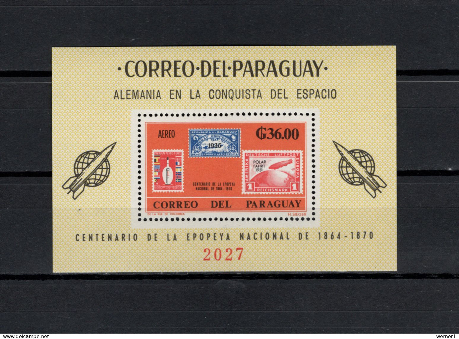 Paraguay 1966 Space, Hermann Oberth, Zeppelin S/s MNH -scarce- - Zuid-Amerika