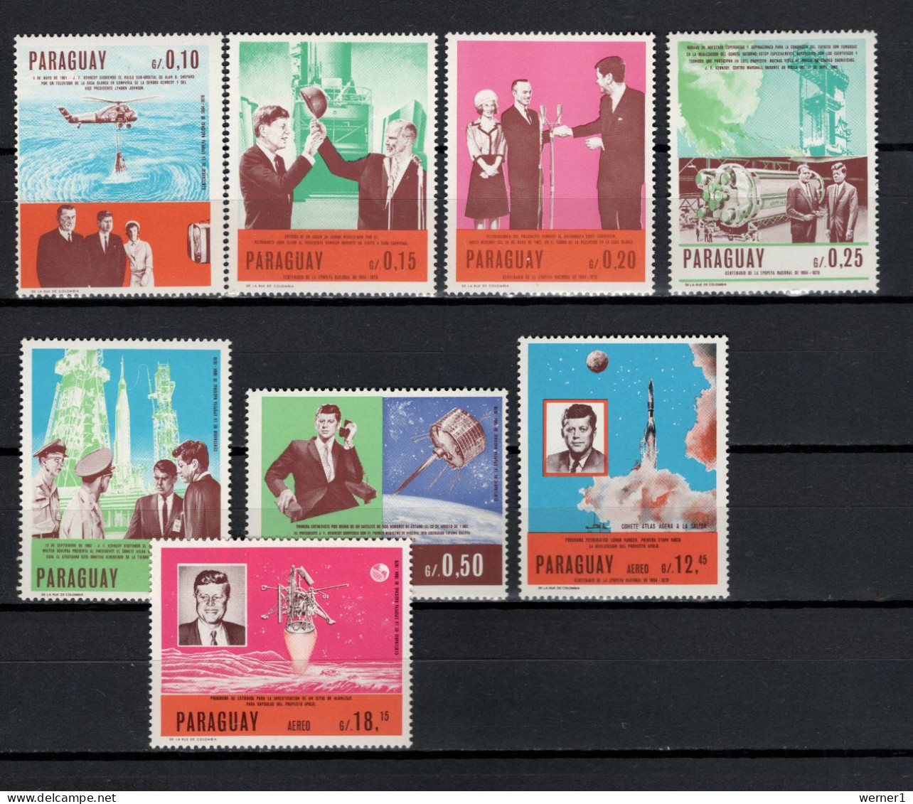 Paraguay 1967 Space, JFK Kennedy, Wernher Von Braun 8 Stamps MNH - Südamerika