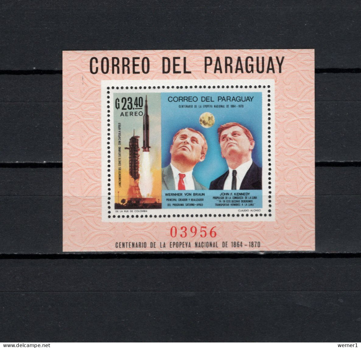 Paraguay 1969 Space, JFK Kennedy, Wernher Von Braun S/s MNH - South America