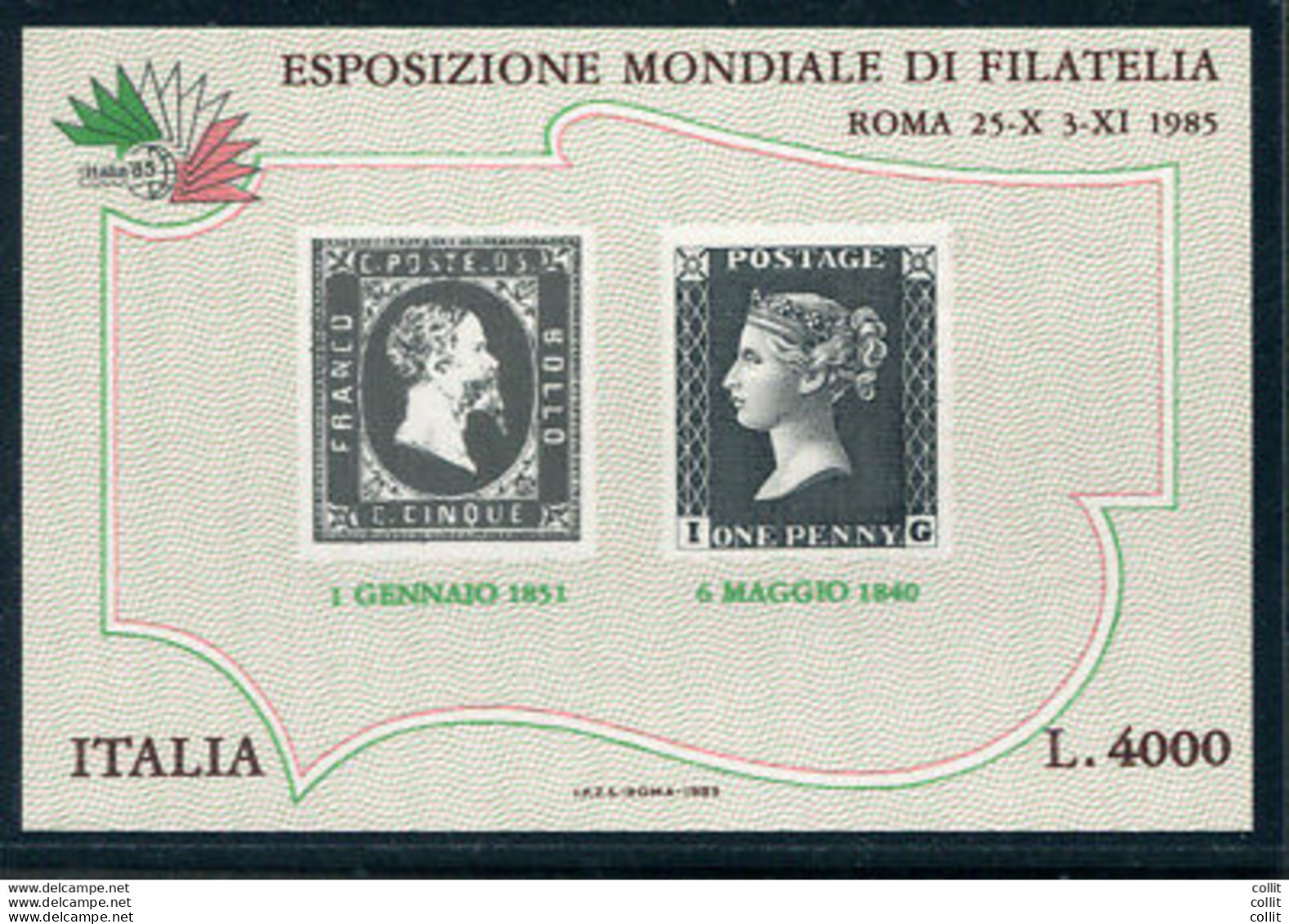 Italia '85 - Foglietto Lire 4.000 Varietà Stampa Smossa - Varietà E Curiosità