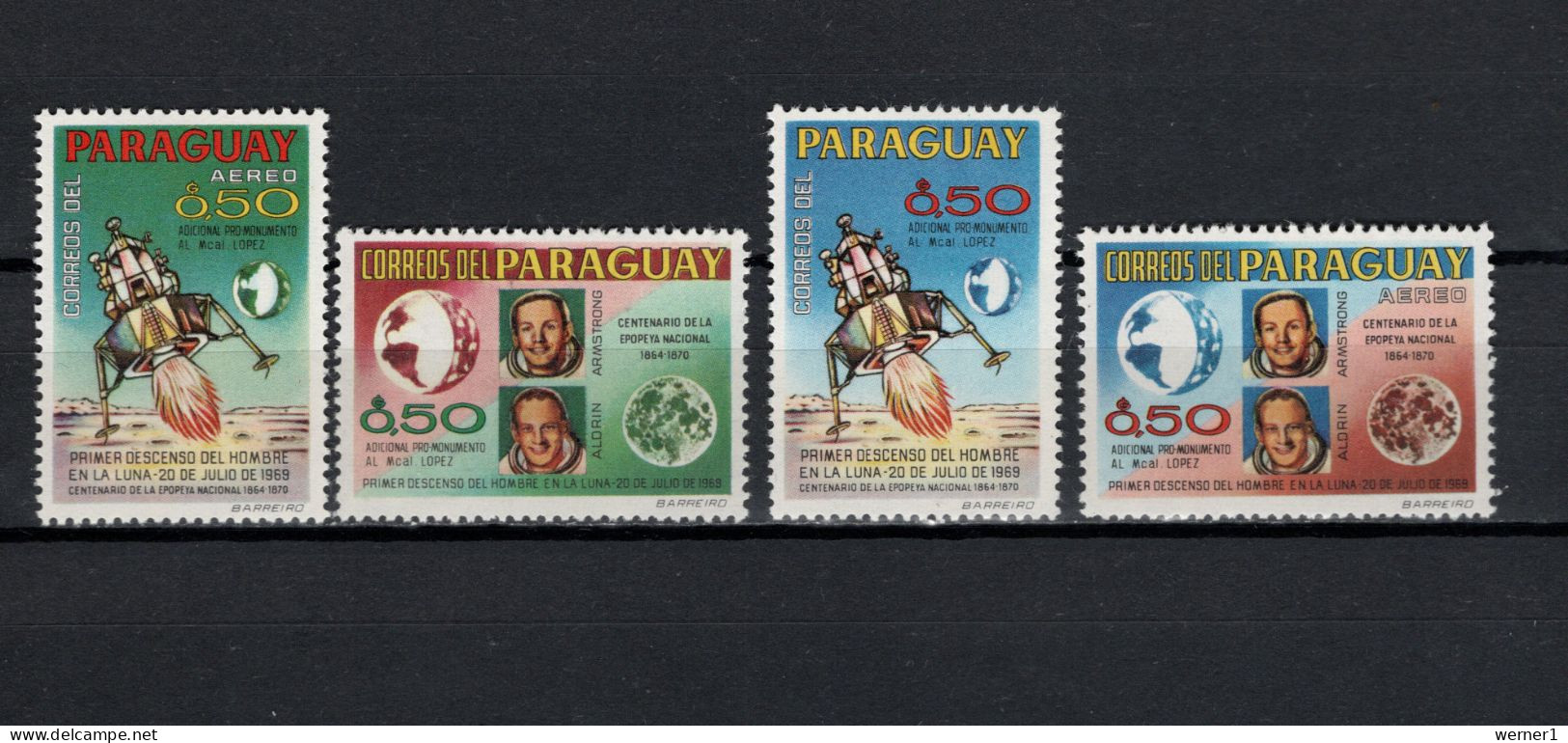 Paraguay 1969 Space, Apollo 11 Moonlanding Set Of 4 MNH - Südamerika