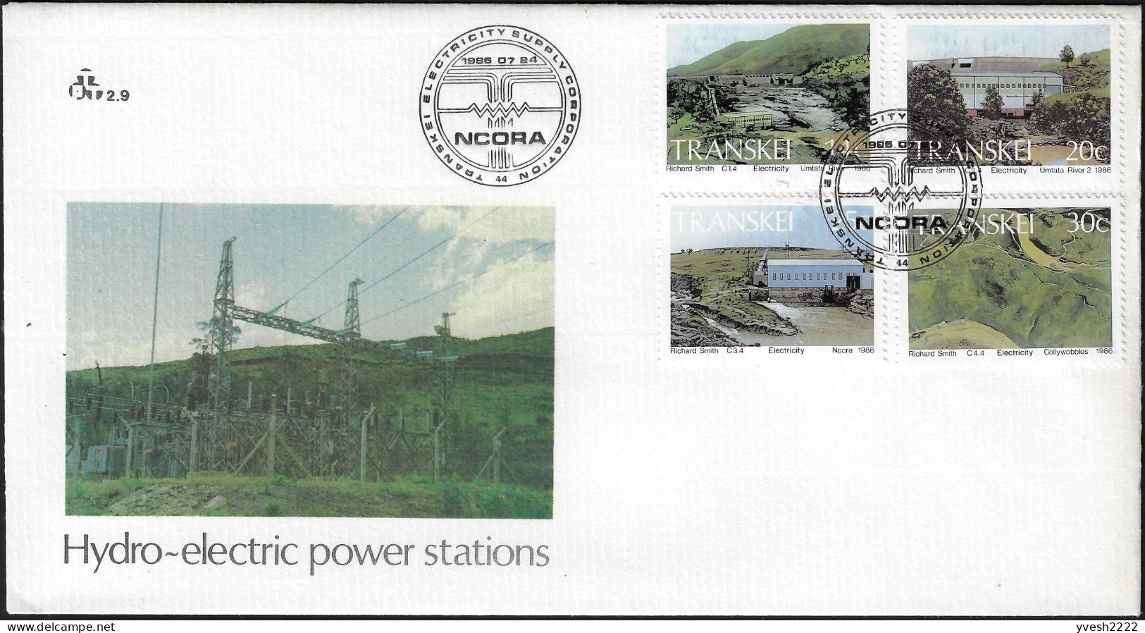 Transkei 1986 Y&T 189 à 192 Sur FDC. Stations Hydroélectriques - Agua