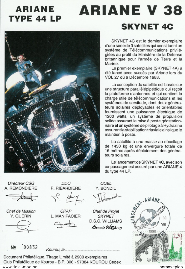 Espace 1990 08 31 - CSG - Ariane V38 - Satellite SKYNET 4C - Europe