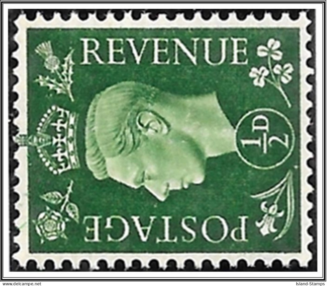 KGVI 1SG462a. KGVI ½d. GREEN - WATERMARK SIDEWAYS Unmounted Mint Hrd2d - Unused Stamps