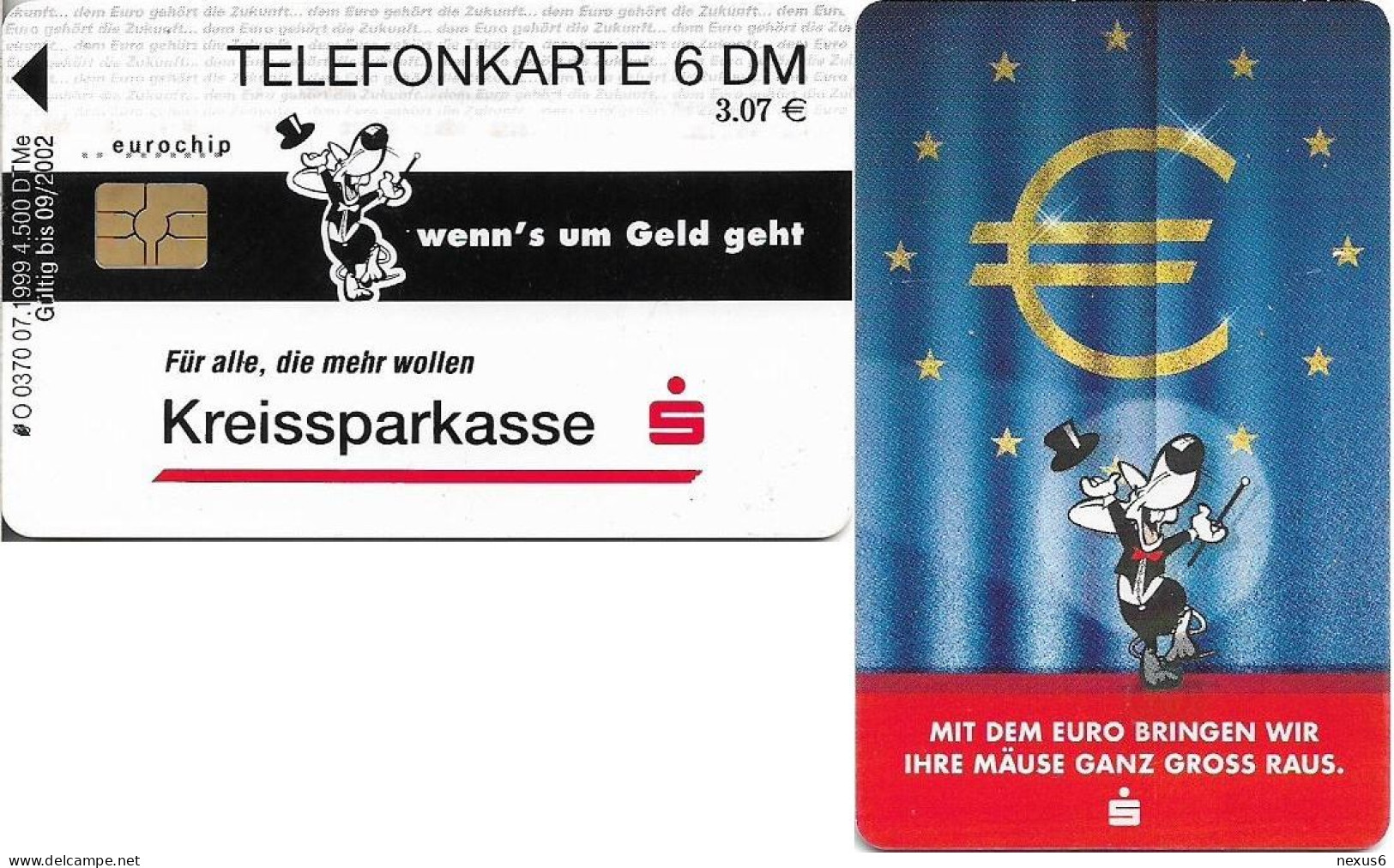 Germany - Sparkasse - Mit Dem Euro (Overprint 'Kreissparkasse') - O 0370 - 07.1999, 6DM, Used - O-Series: Kundenserie Vom Sammlerservice Ausgeschlossen