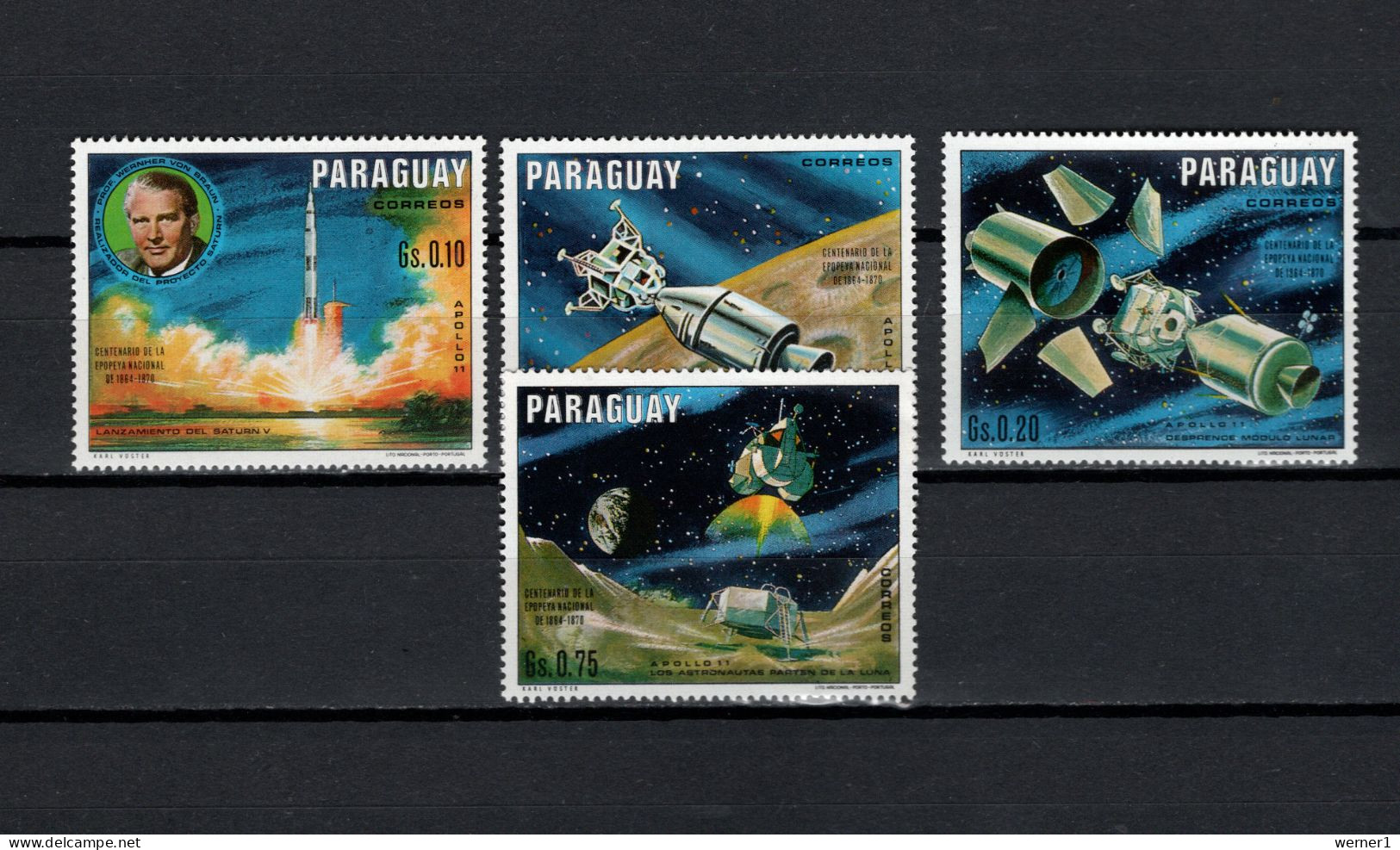 Paraguay 1970 Space, Apollo 11 Moonlanding 4 Stamps MNH - Amérique Du Sud